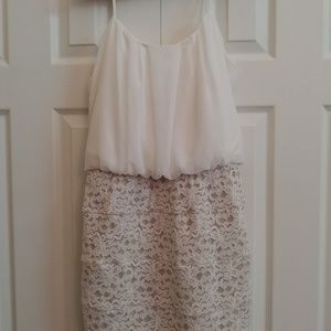 Cream lace spaghetti strap dress.